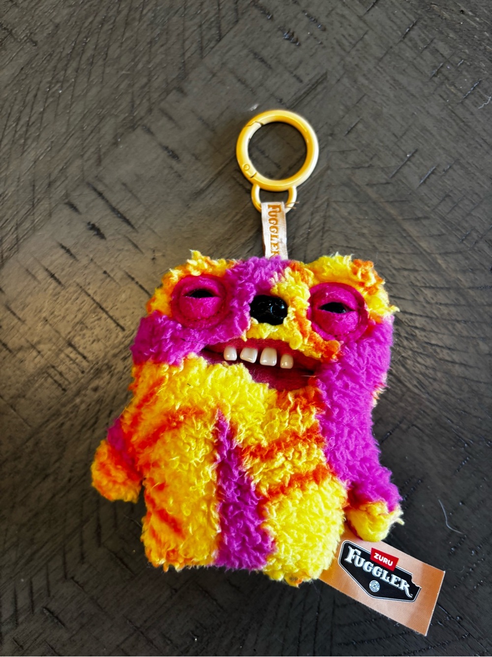 ZURU Fuggler Plush Keychain in Yellow & Pink - Kids Bag Charm
